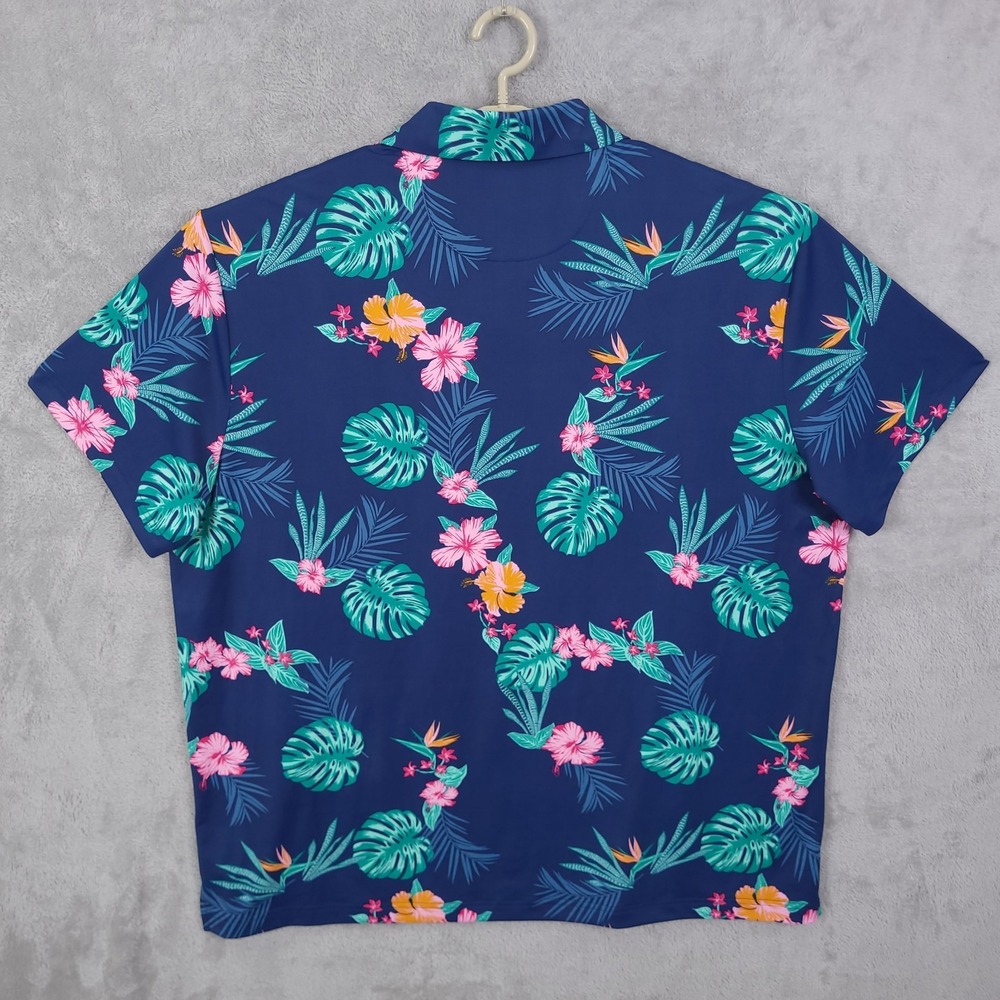 Birdie Bound Polo Shirt Mens 3XL Blue Tropical Floral Golf Performance - Picture 2 of 11